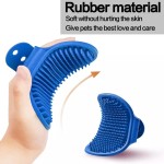 Rubber glove, for brushing pets, blue color